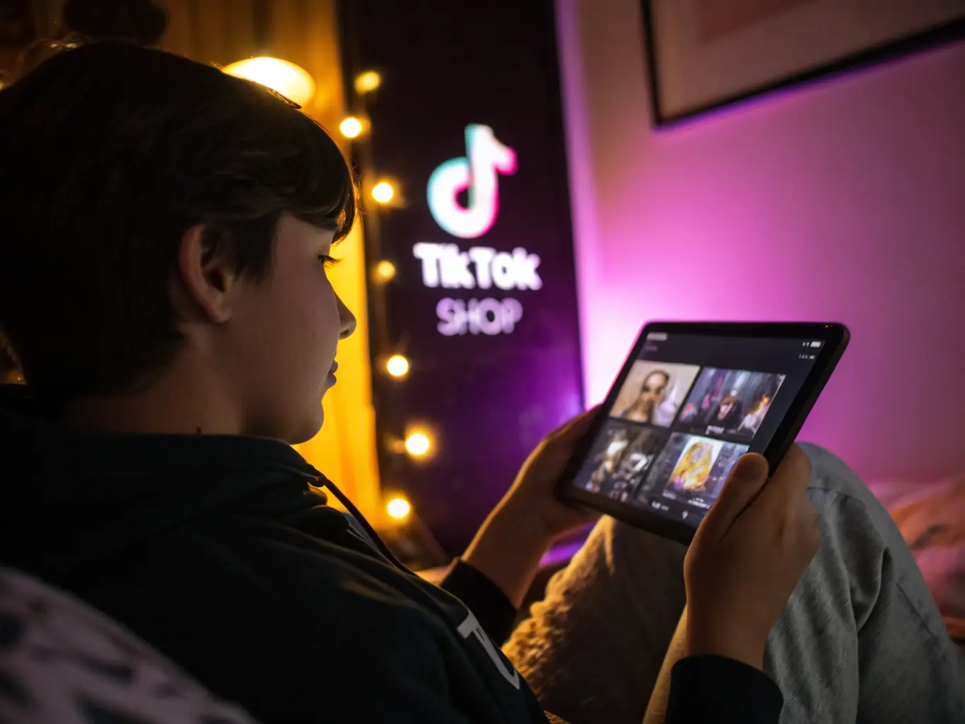An image of a person using a tablet with a shopping cart, symbolizing online shopping and customer engagement.