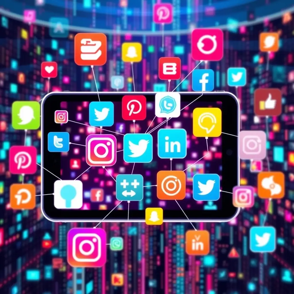 A visually engaging image depicting various social media icons merging into musical notes, symbolizing the intersection of social media and music. The image should convey a sense of innovation and opportunity.
