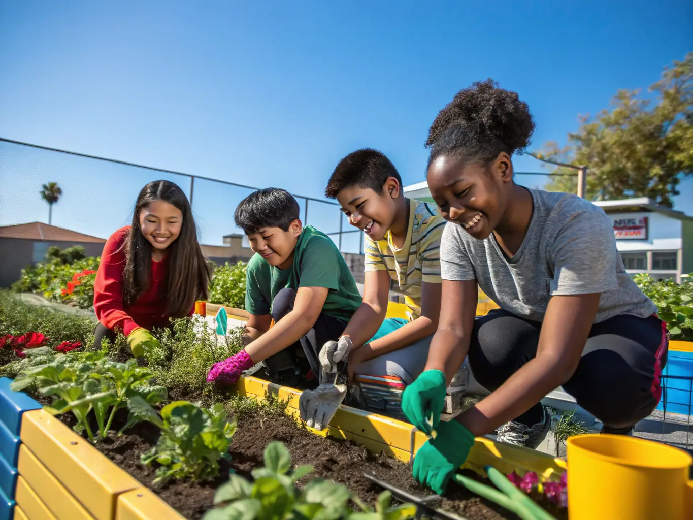 A diverse group of young people collaborating on a community project, symbolizing youth empowerment and social change.