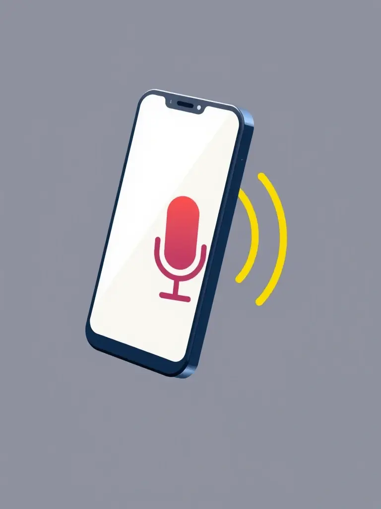An icon representing voice search technology, with sound waves emanating from a smartphone, symbolizing Omegacube's expertise in voice search optimization.
