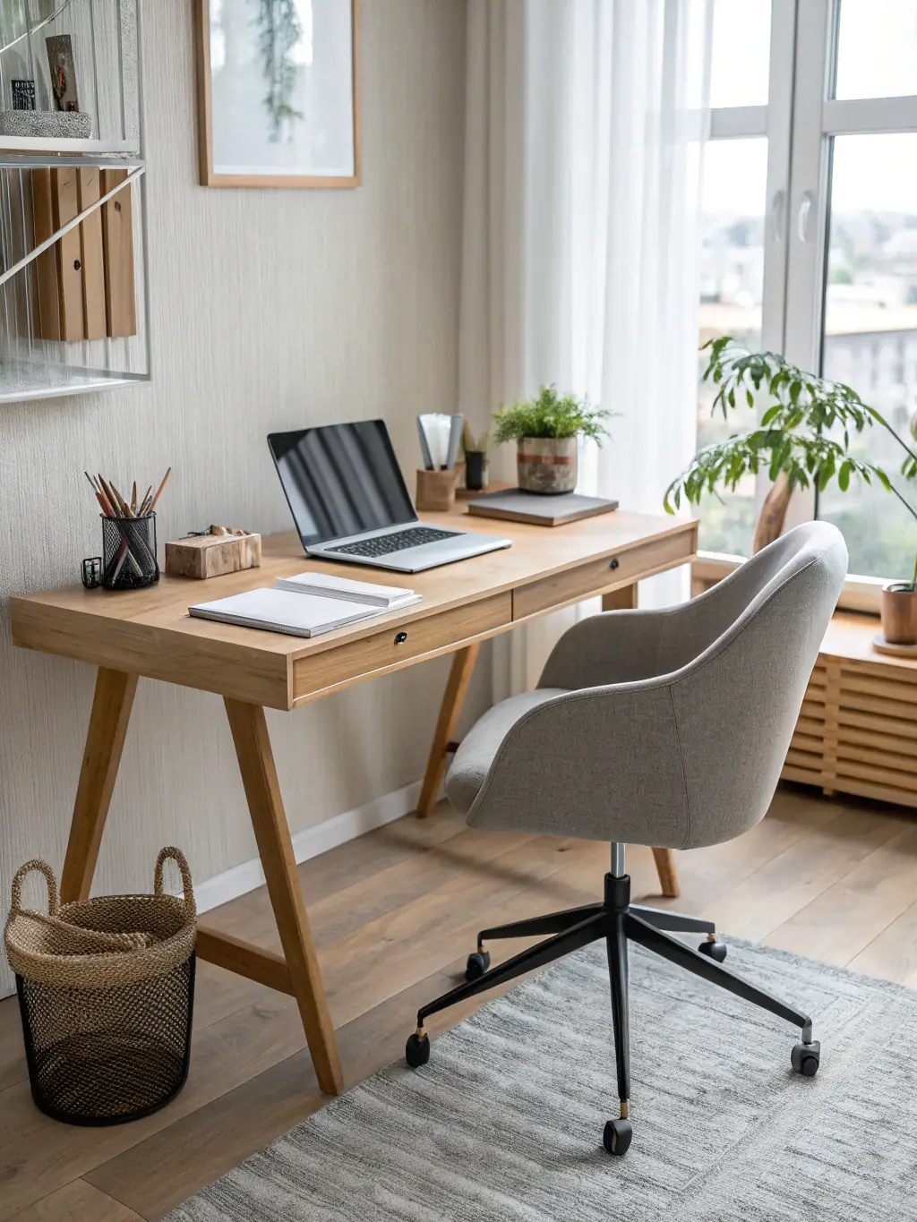 A tidy and organized home office space, reflecting the consistency and reliability of weekly cleaning services.