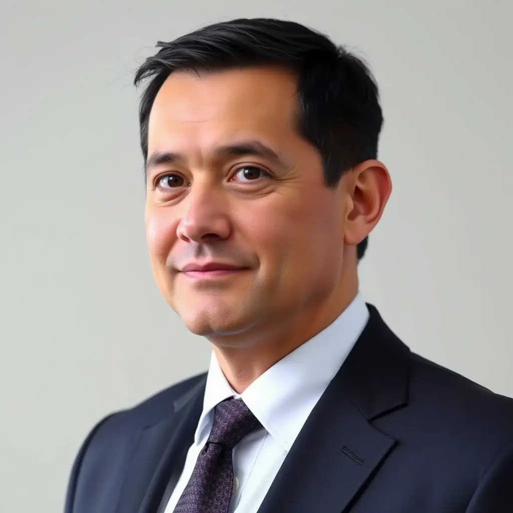 David is a man with short dark hair, wearing a tie and a professional suit.