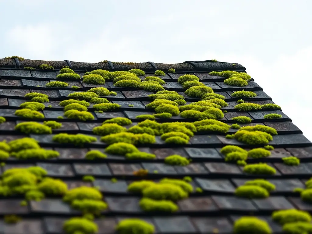 A mossy roof in the UK.