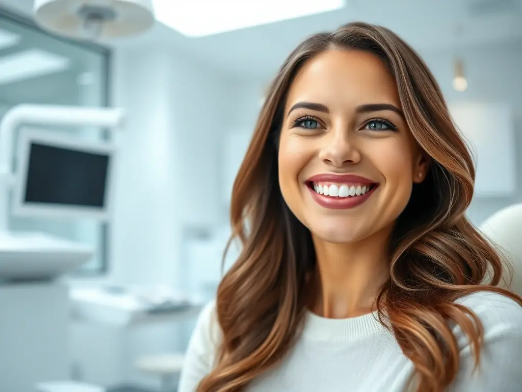 A person smiling after a smile makeover procedure.