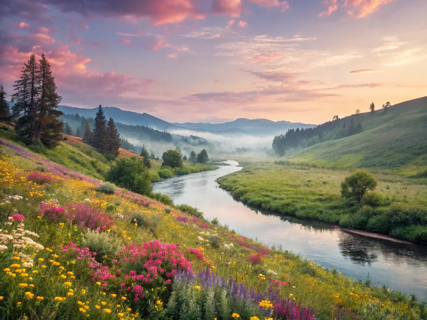 A calm, minimalist landscape with a clear horizon line and empty space.