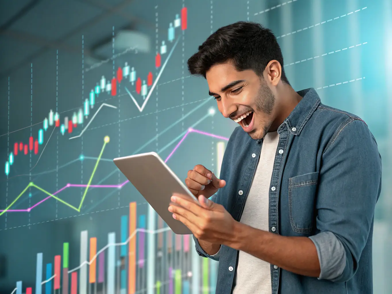 A visual representation of client success, such as a logo or a graph showing financial improvements.