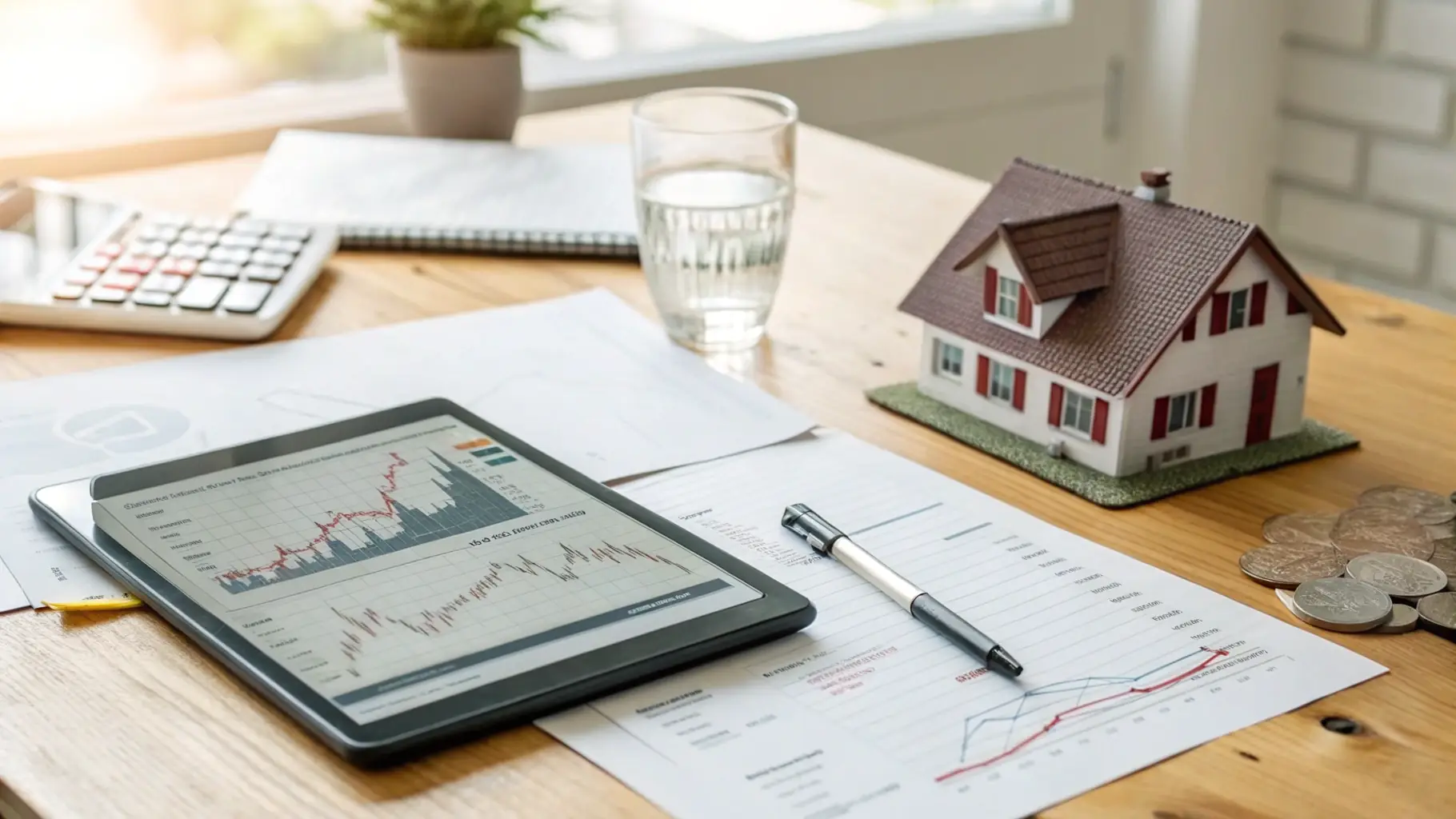 A laptop displaying financial charts and reports, showcasing detailed property performance data.