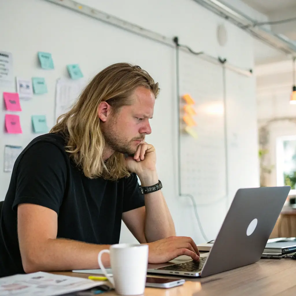 Carlos has a creative flair, with his slightly tousled hair and a thoughtful expression, often seen with a notebook in hand.