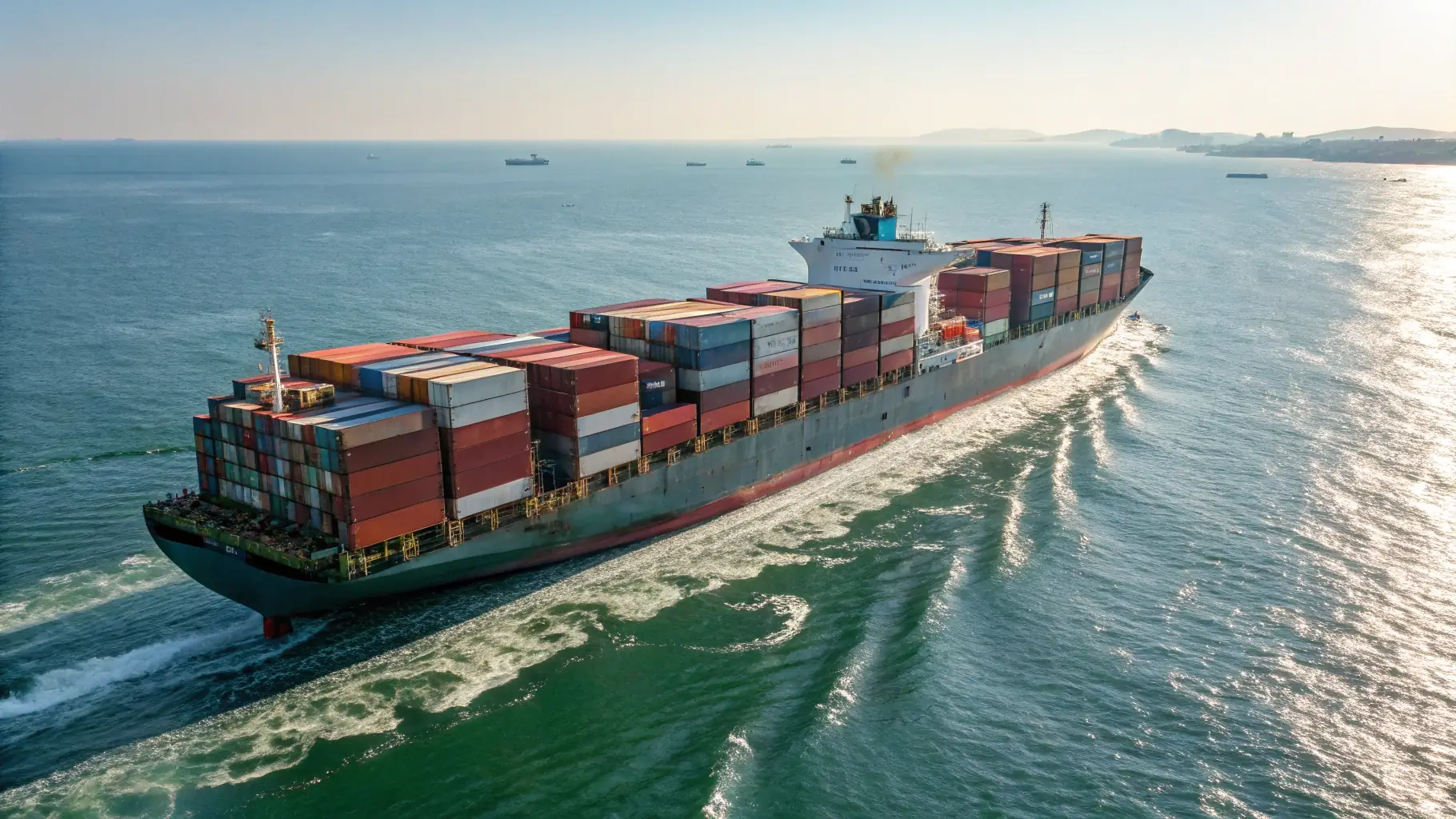 A cargo ship loaded with containers, representing reliable sea freight shipping to Caribbean islands