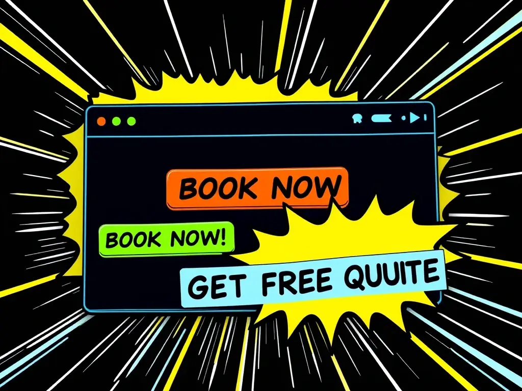 A website featuring prominent call-to-action buttons like 'Book Now' and 'Get a Free Quote, ' strategically placed to encourage immediate engagement.