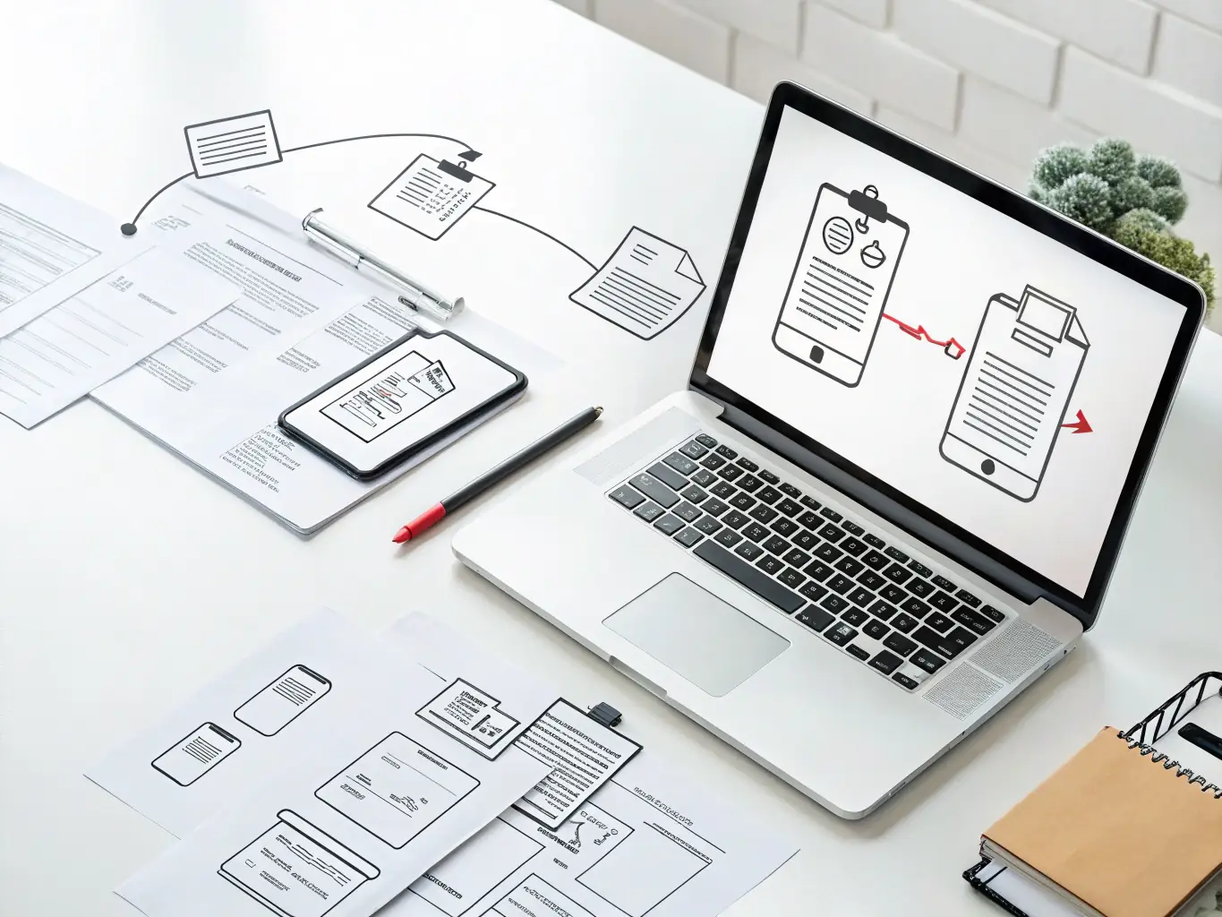 A visual representation of a streamlined process, showing documents flowing smoothly from drafting to final recording, symbolizing Trustpoint's comprehensive service approach.