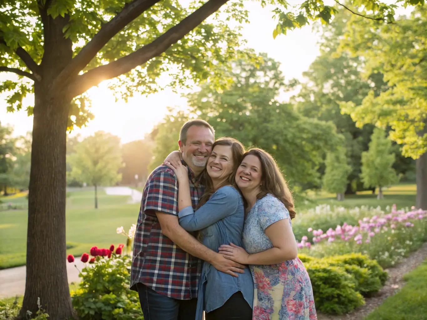 A family smiling and holding hands, symbolizing security and estate planning.