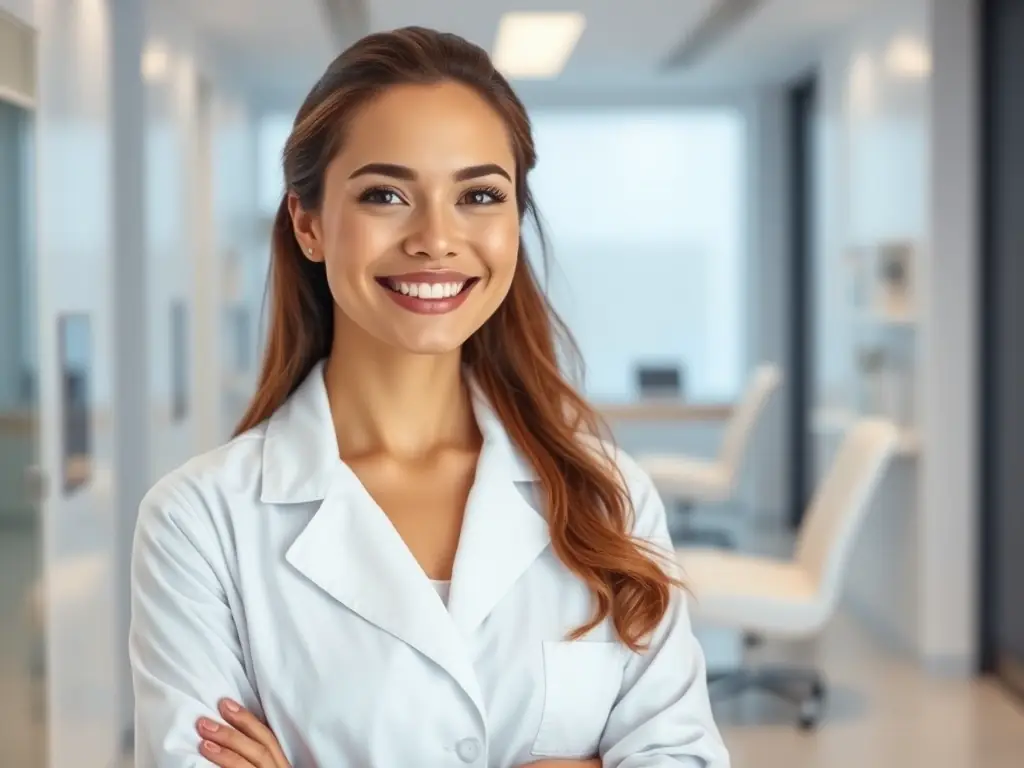 A woman with smooth, youthful skin after anti-wrinkle injections, smiling confidently.