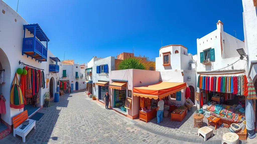 A panoramic view of Essaouira's Medina, showcasing its unique architecture and vibrant atmosphere.