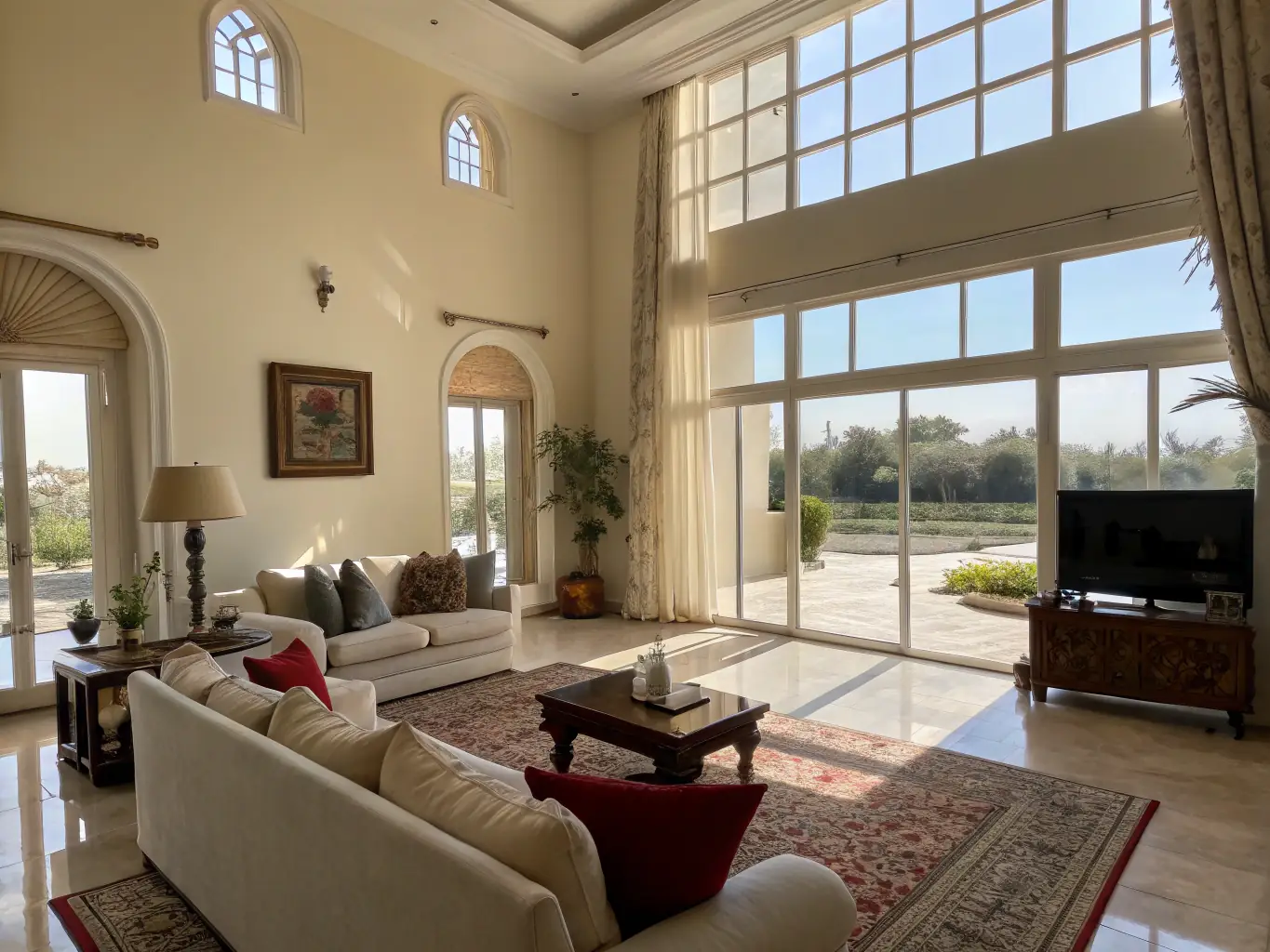 A cozy villa interior with modern decor, highlighting comfort and luxury for guests staying in Udaipur.