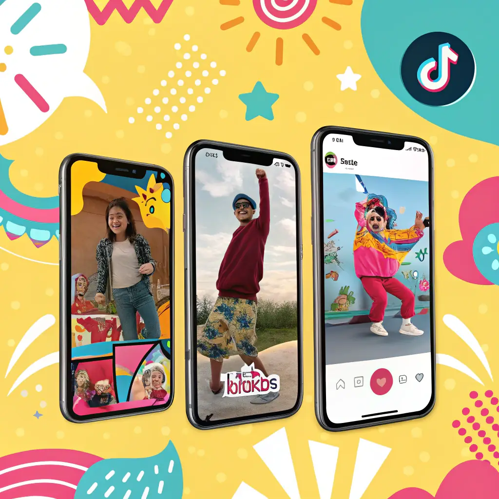 Abstract, stylized mobile frame showcasing a TikTok interface with subtle product placement within a short, engaging video clip.