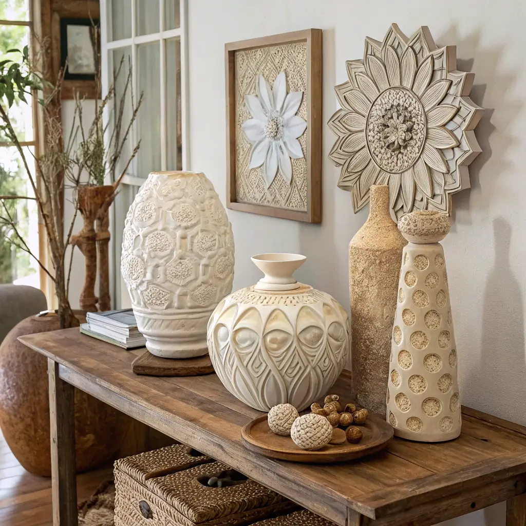 A curated collection of interior decor elements, including vases, sculptures, and decorative objects, showcasing their unique designs and ability to provide the perfect finishing touch.