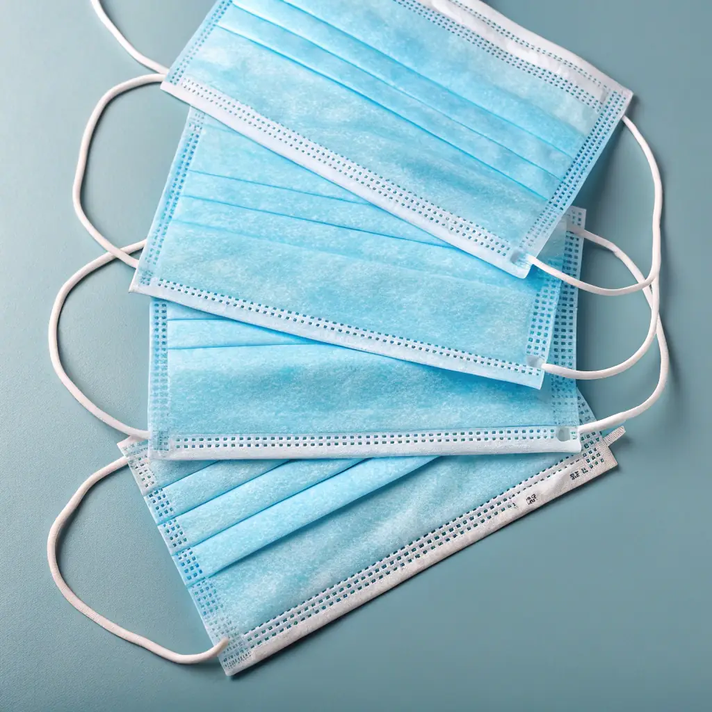 Image of a variety of hygienic masks in a clean, professional setting, emphasizing safety and quality