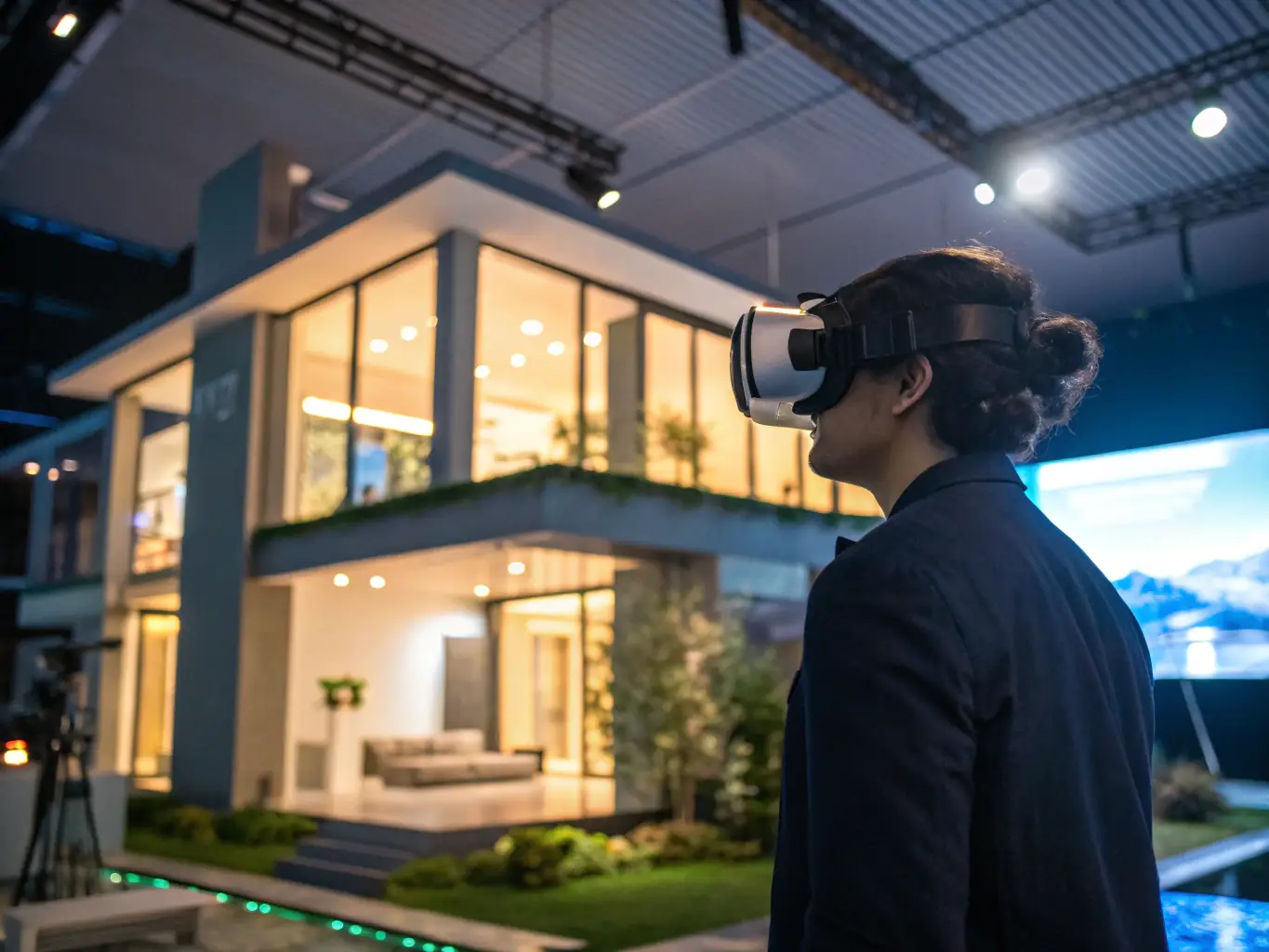 A real estate agent wearing Meta glasses uses KeyBoardless CRM to schedule property viewings and manage client interactions, demonstrating the platform's hands-free operation and efficiency in real estate.