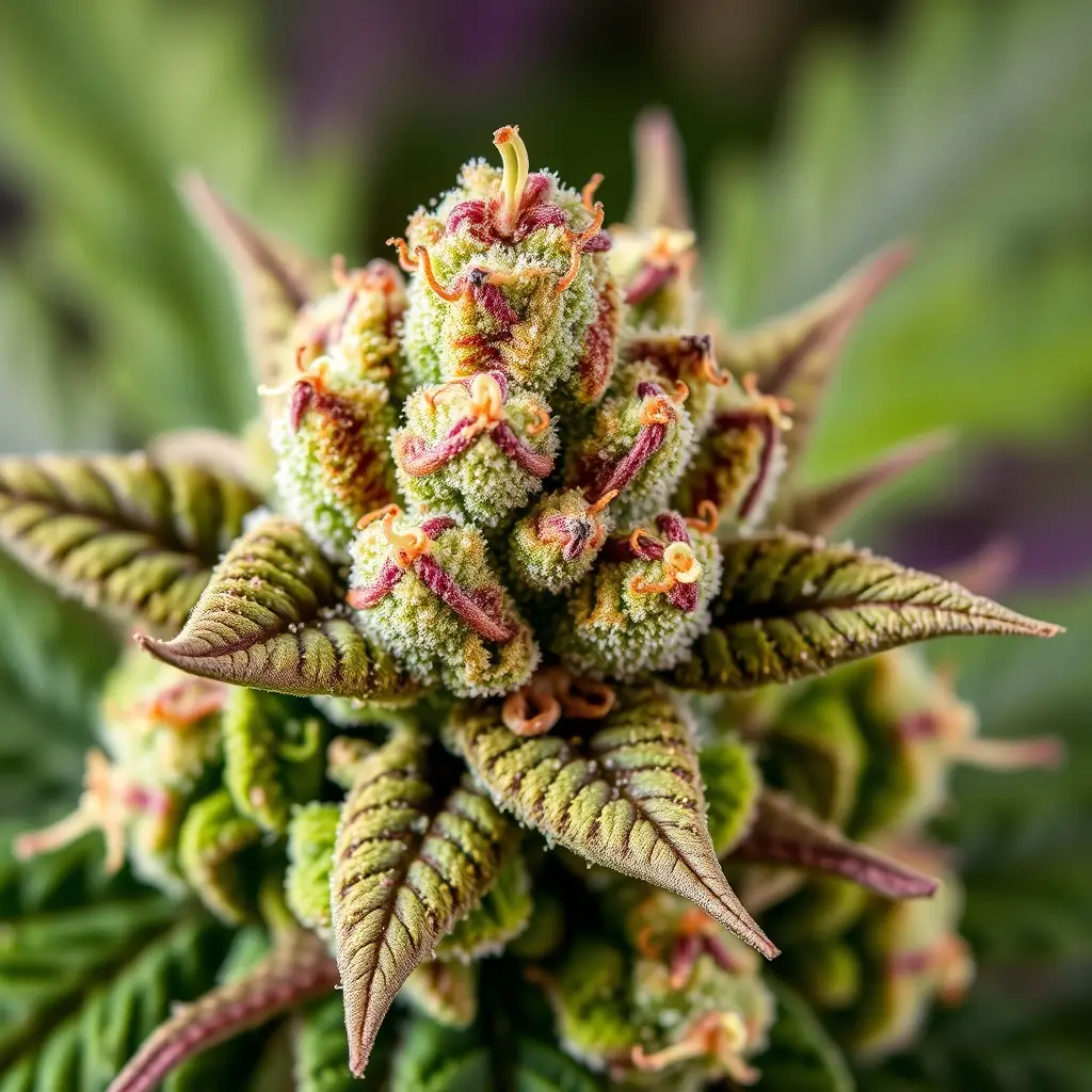 Close-up of Florida Wedding Untrimmed Smalls cannabis flower, showcasing its vibrant colors and trichome coverage.