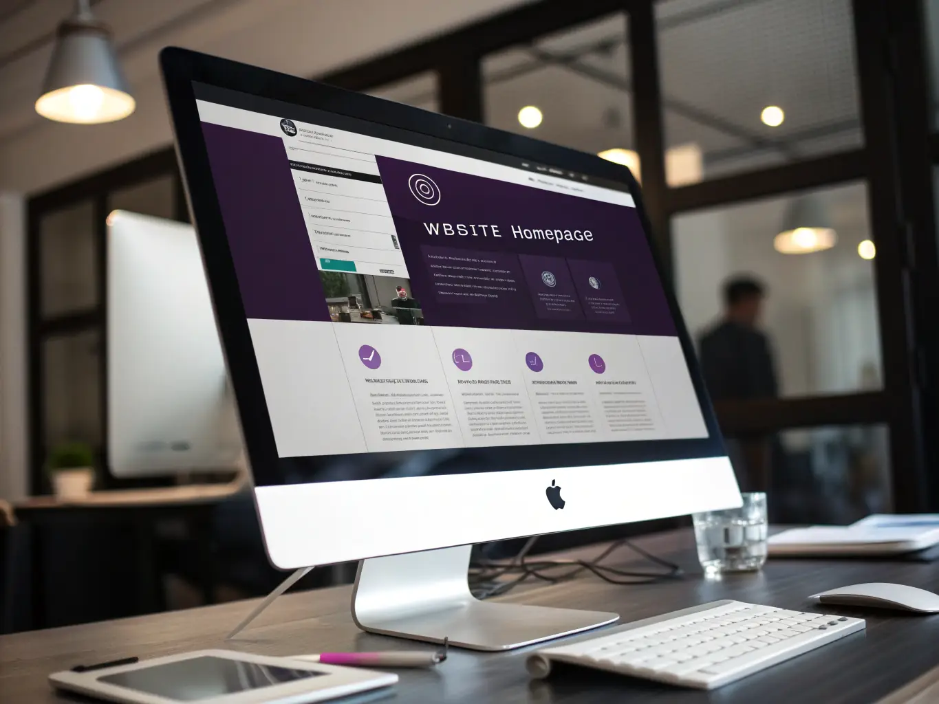 Modern website mockup on a desktop screen, showcasing sleek, responsive design for small businesses.