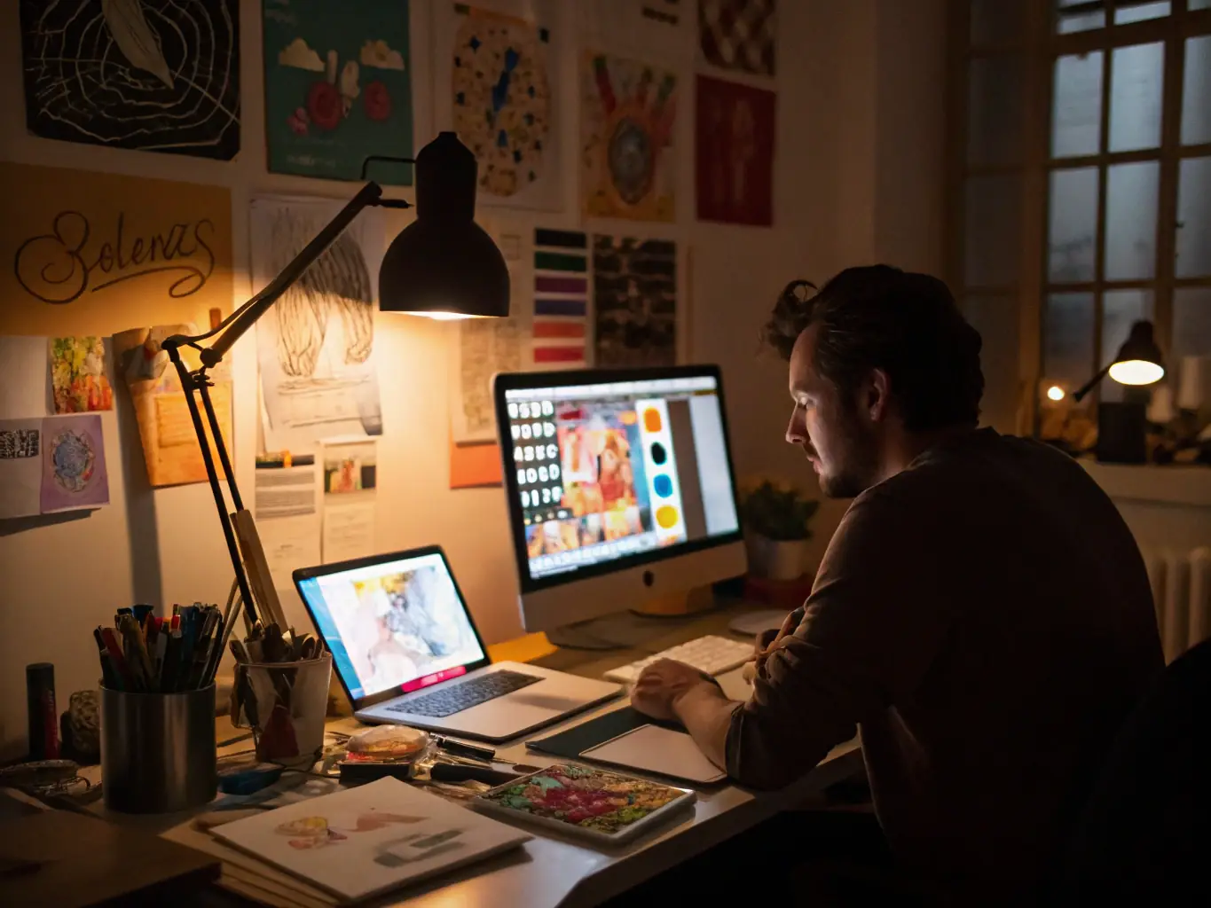 A cinematic scene showcasing vibrant branded content with dynamic lighting and professional editing, emphasizing creativity and quality