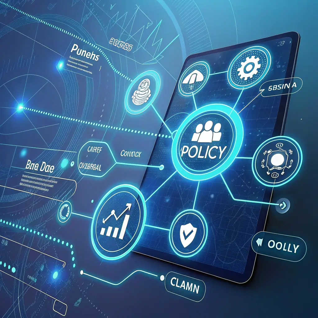 An abstract representation of a medical claim form being processed efficiently, with holographic elements and visual indicators of successful resolution, set against a modern, glass-morphism background. The image should convey trust, efficiency, and technological innovation.