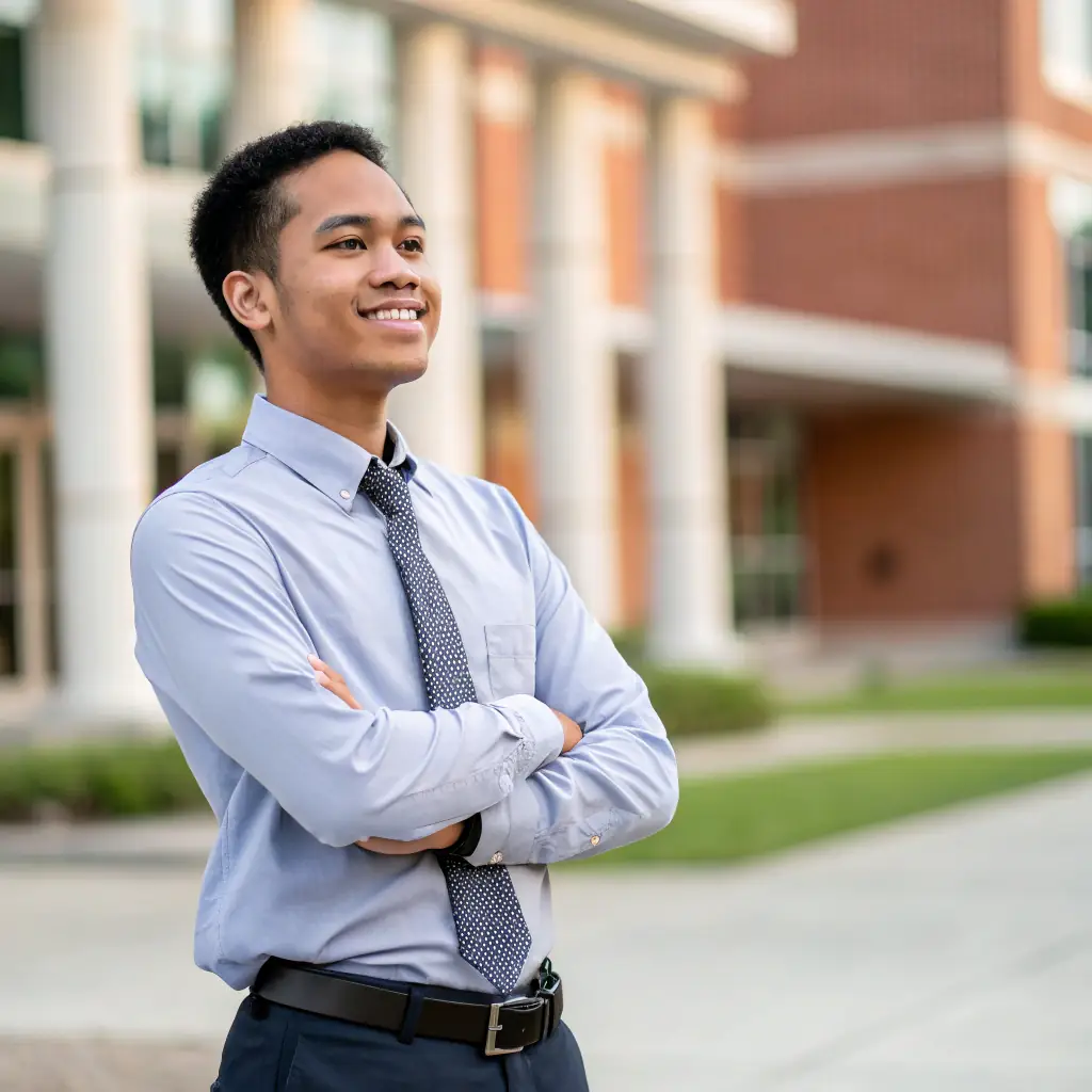 Rajesh has a clean-shaven face, short black hair, and often wears formal attire.