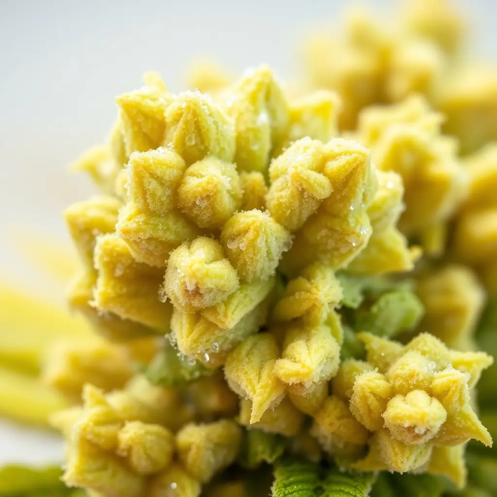 Close-up of Lemon Cookie Gelato Flower, showcasing its vibrant colors and trichome coverage.