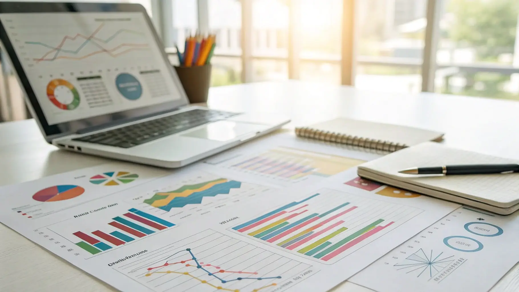 A detailed report with charts and graphs illustrating the performance of a digital marketing campaign, showcasing key metrics and insights.