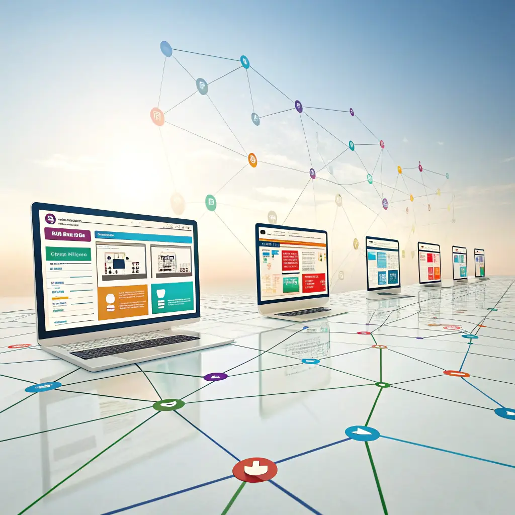 An image depicting a network of interconnected links forming a strong, authoritative web presence, symbolizing the power of E-E-A-T backlinks. The image should convey trust, authority, and expertise.