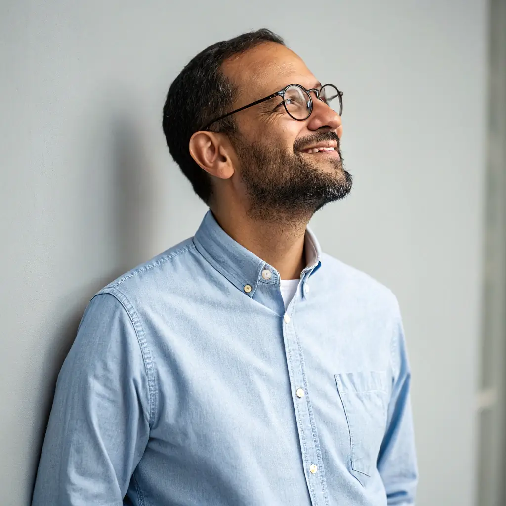 A man with a beard, wearing a black jacket and a white shirt.