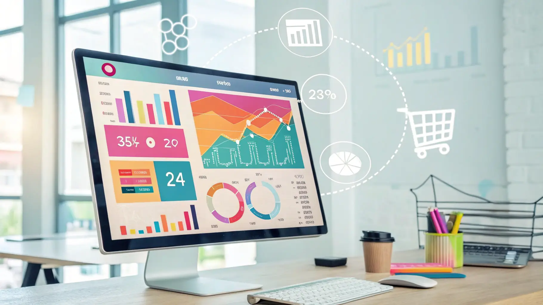 A vibrant image showcasing a successful Amazon seller's dashboard with increasing sales metrics, symbolizing the effectiveness of PPC advertising strategies in a competitive digital marketplace.