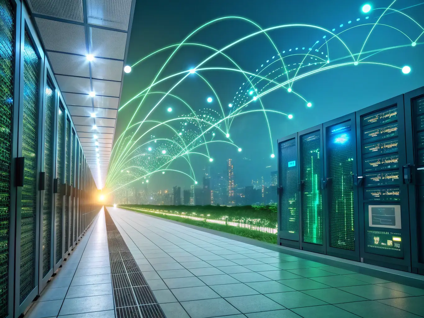 A futuristic graphic representing AI and data analysis, with interconnected nodes and personalized data streams, symbolizing data-driven insights.