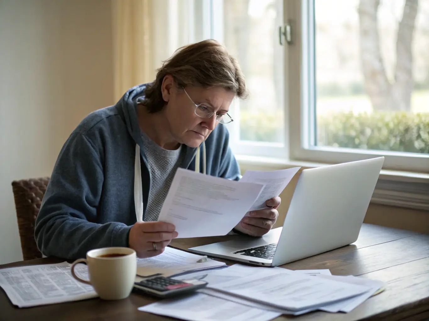 A person looking at a complex insurance document with a magnifying glass, symbolizing the process of understanding insurance policies.