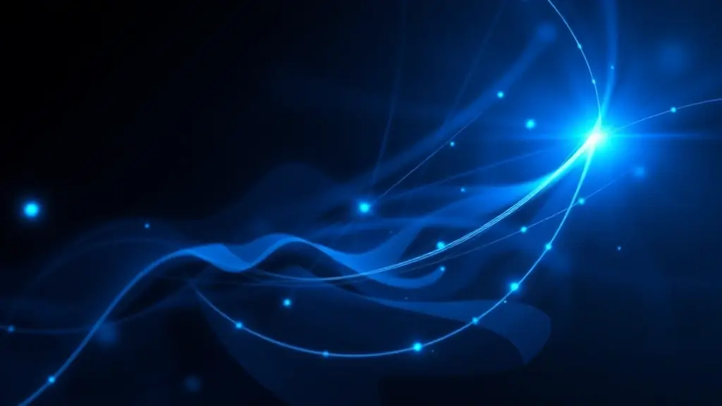 a sleek abstract pattern with blue and purple gradients, subtle particles, and a modern tech vibe