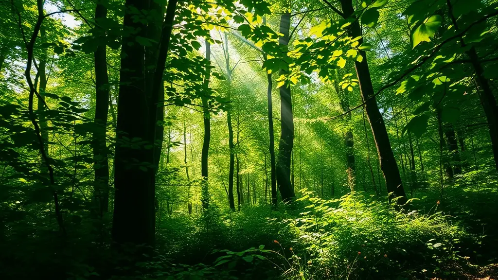 A beam of light piercing through a dark forest, illuminating the path ahead.