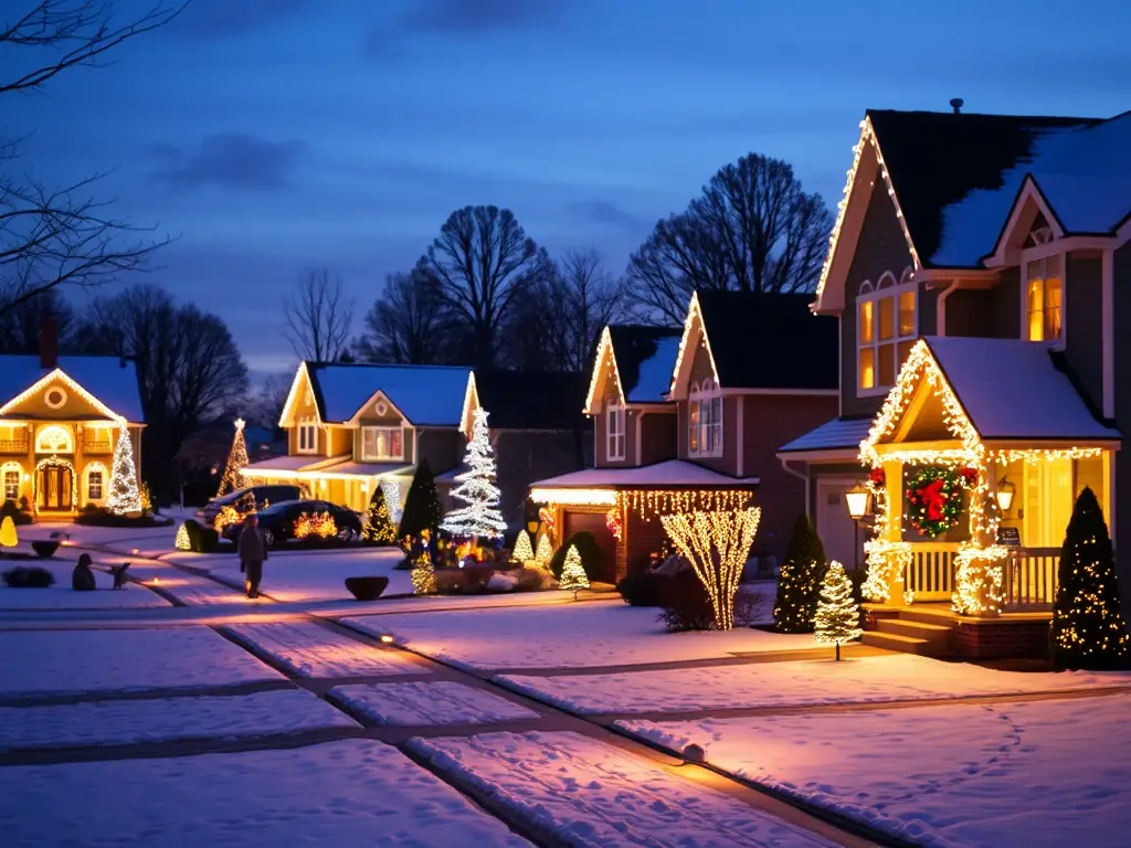 A brightly lit Calgary home at dusk, showcasing permanent Christmas lights installed by Govee Calgary. The lights are elegantly highlighting the architecture of the house, creating a festive and inviting atmosphere. The image should convey quality, brightness, and professional installation.