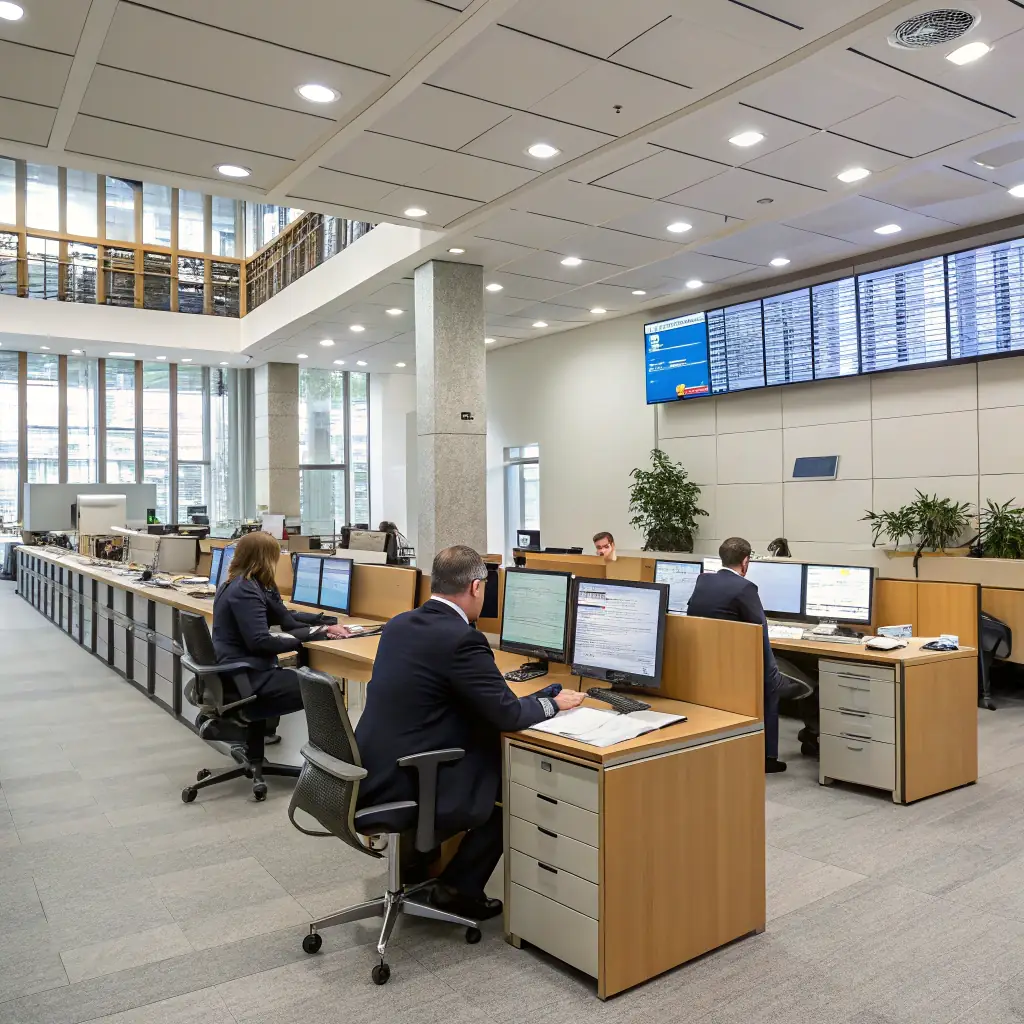 A high-quality, professional photo of a modern, clean office interior, symbolizing Netfintax's efficient and organized approach to accounting.