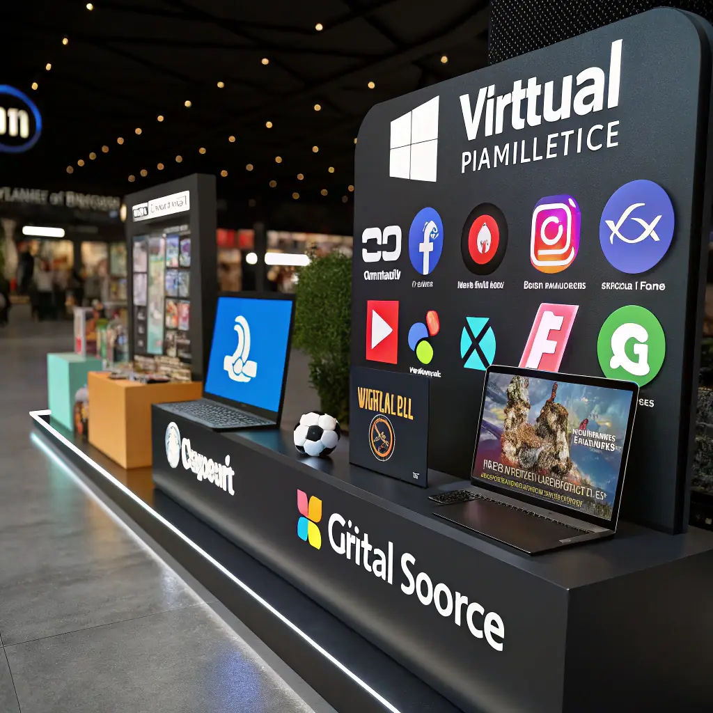 A vibrant, dynamic marketplace interface showcasing various game assets like 3D models, textures, and sound effects. The interface includes AI-powered search and recommendation features.