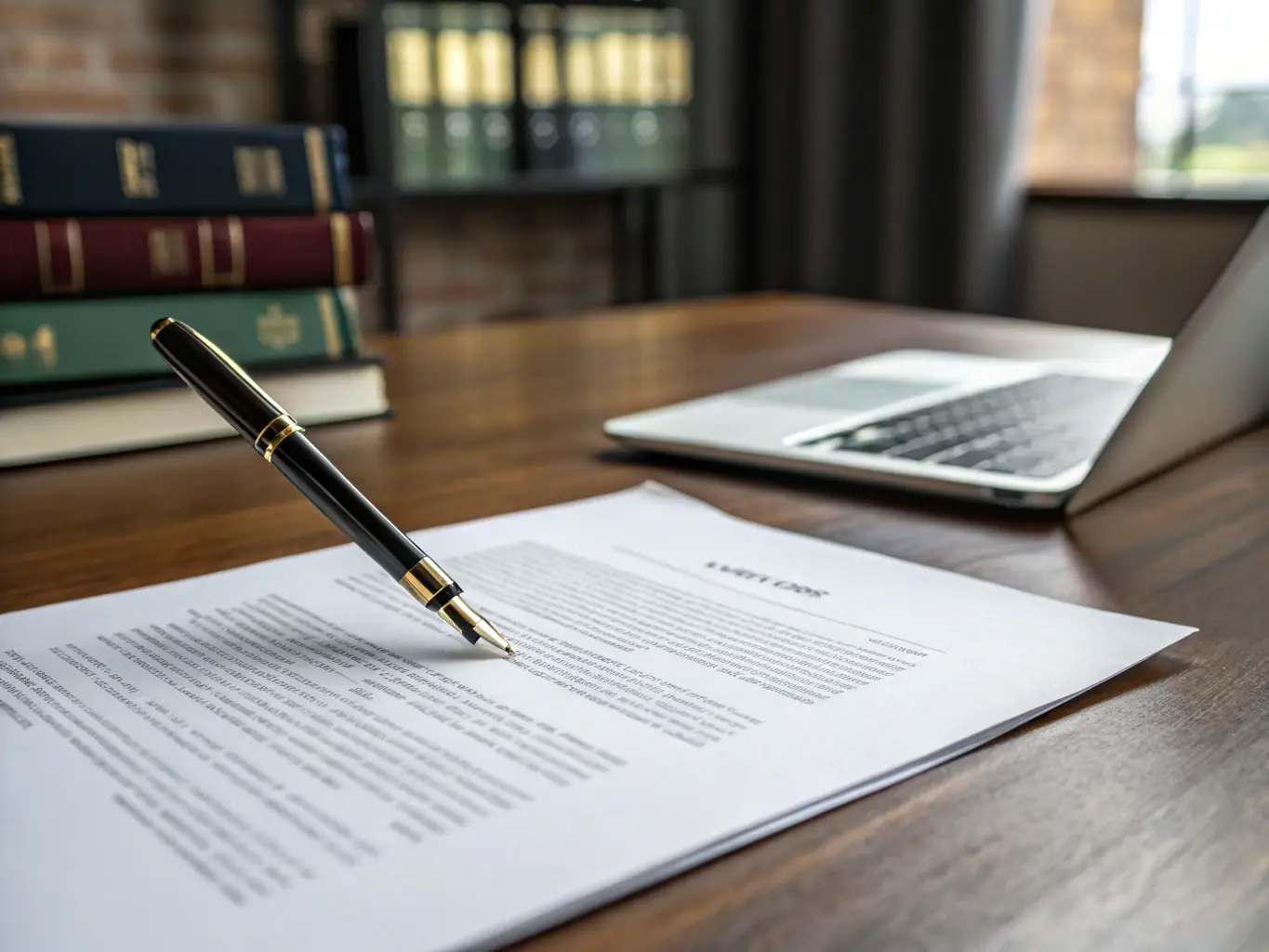 A close-up shot of a hand placing a document labeled 'Deed' onto a stack of legal papers, with a blurred background of a lawyer's office, symbolizing the act of recording a deed.