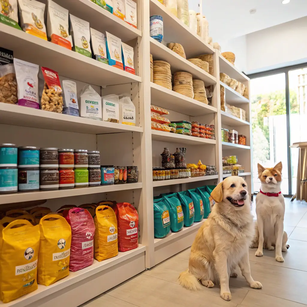 images/pet-store-inspiration.jpg, a vibrant image showing a diverse range of pet products in a modern pet store setting, emphasizing innovation and variety