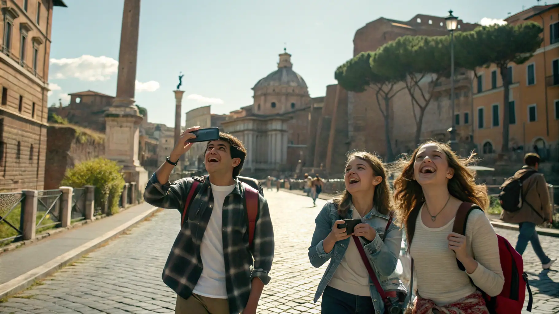 A vibrant image of students engaging in cultural exchange or leadership activities in Spain, capturing the essence of international learning and personal growth.