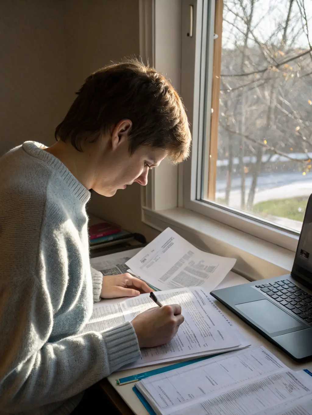 A person carefully organizing medical records in a folder, highlighting the importance of thorough documentation for legal claims.