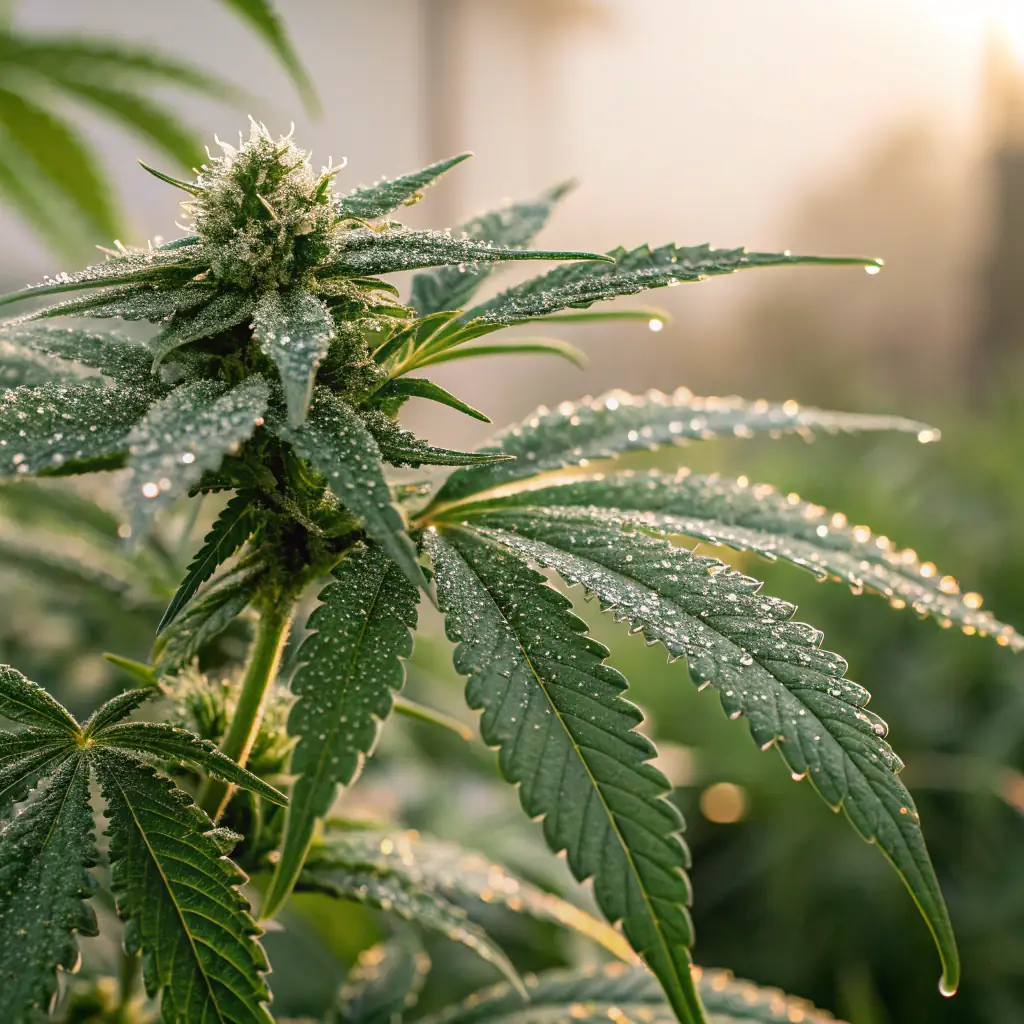 Close-up shot of cannabis plant genetics, showcasing vibrant colors and intricate details, emphasizing the lineage and quality of MrGreenDc's strains.