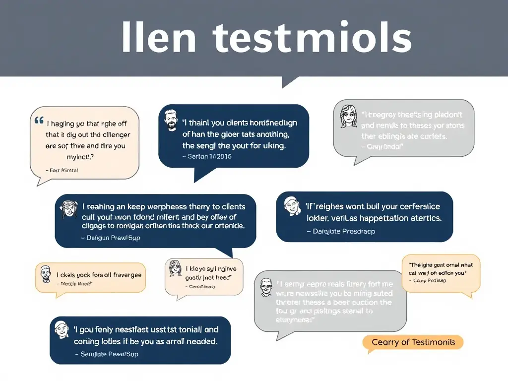 A collage of client testimonials displayed in a visually appealing format.