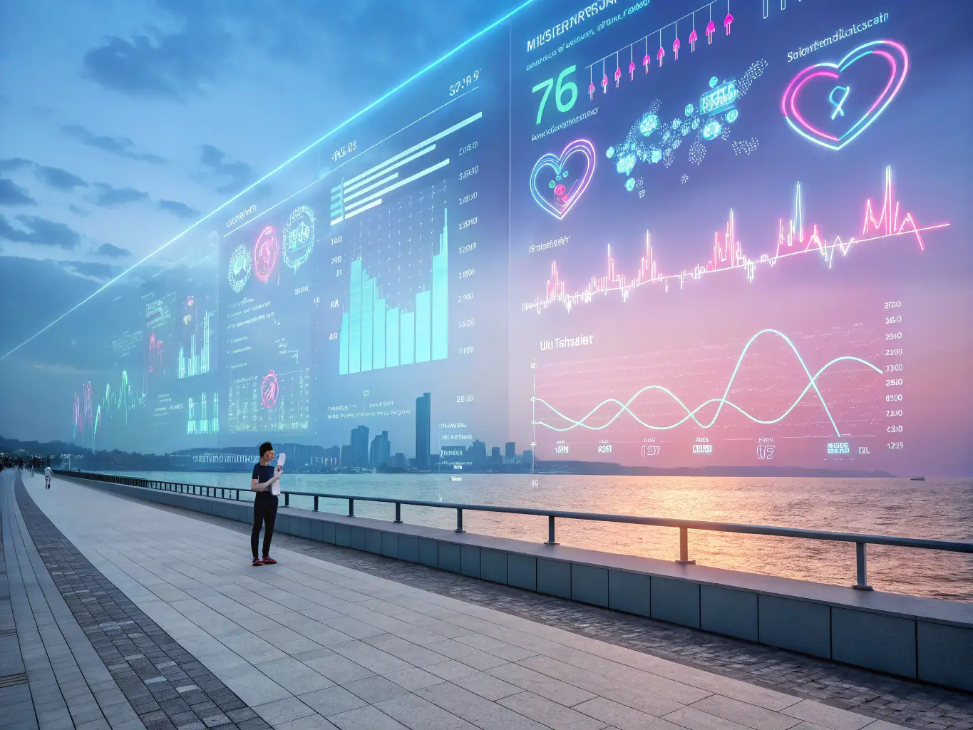 Abstract technology background with growth charts and digital interfaces, representing innovative business scaling, high contrast, human-centered, professional, and modern