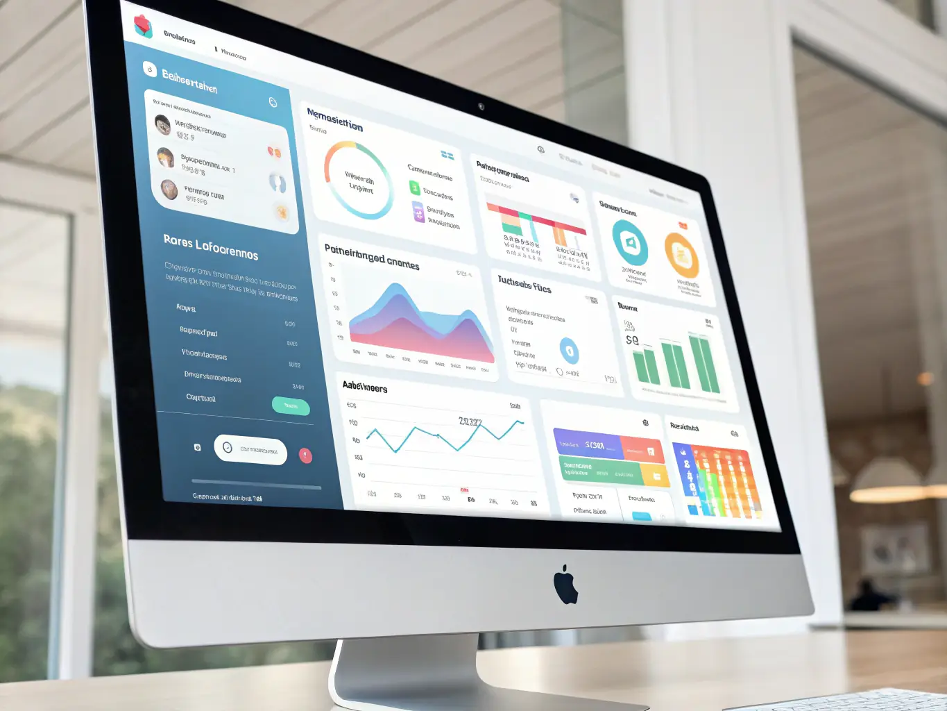 A modern dashboard interface displaying real-time analytics, charts, and performance metrics for SaaS AI tools.