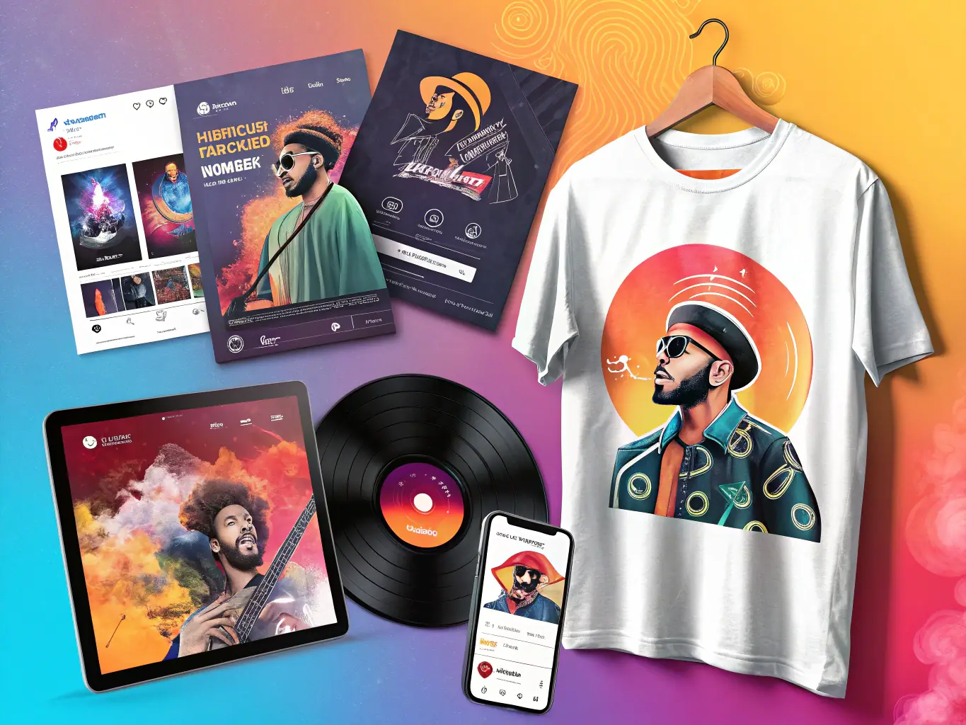 A dynamic and visually engaging image representing a successful music or entertainment rollout campaign, showcasing elements like music videos, social media engagement, and fan interaction. The image should convey a sense of excitement, innovation, and strategic execution.