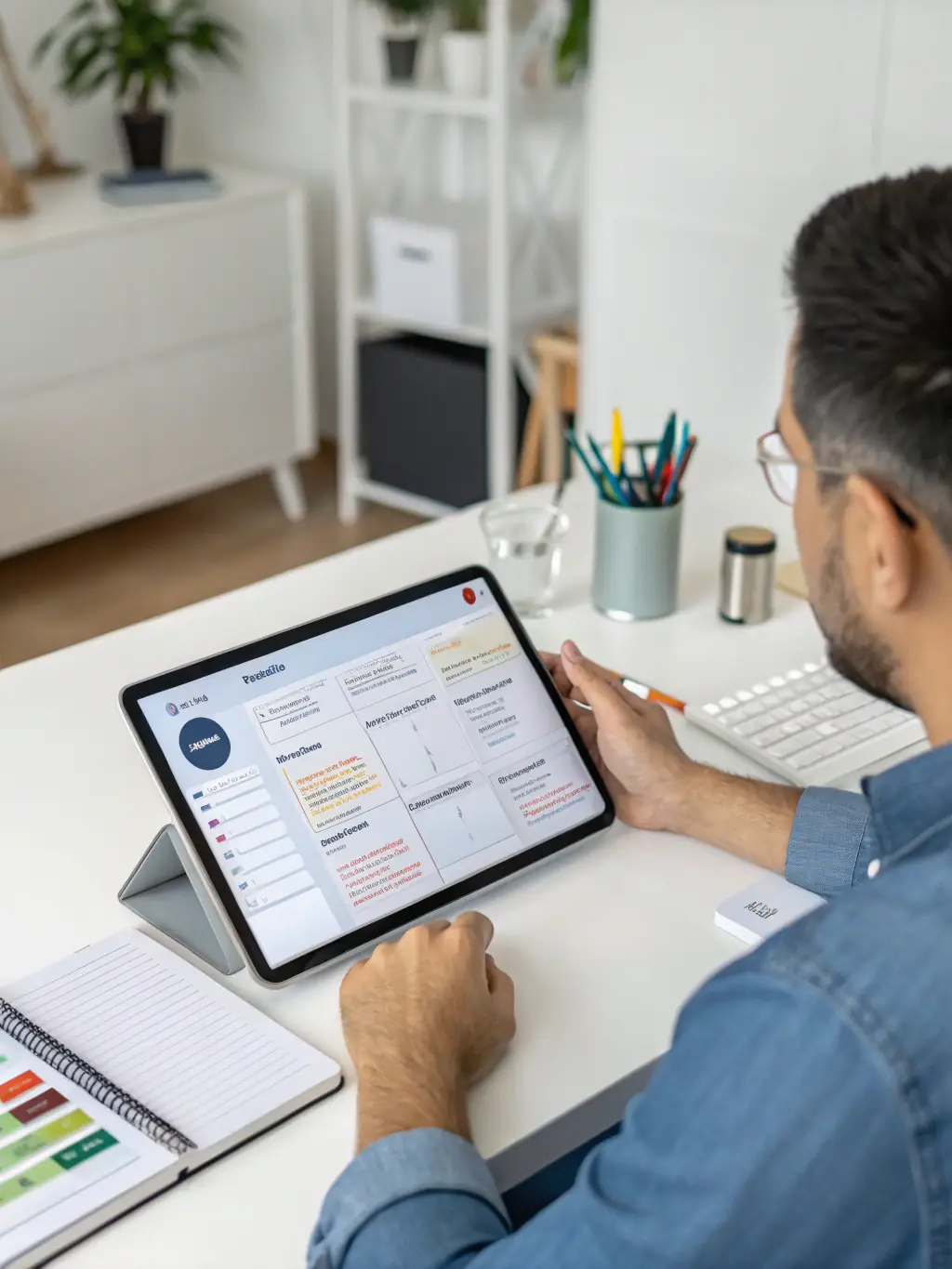 A homeowner confidently managing their home renovation project using the Smart Tradie app, with a focus on project tracking and progress updates.